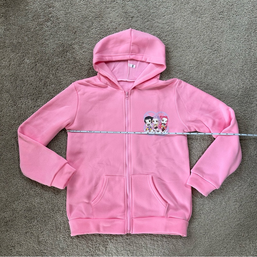 Kpop Demon Hunters Zip Hoodie Kids Sweatshirt Girl Boy Baby Jacket, Pink, 150 - Picture 3 of 5